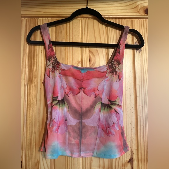 AFRM Cort Crop top in Coral Daffodil, size XS - Picture 5 of 6